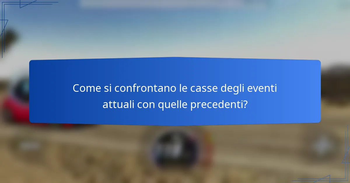 Come si confrontano le casse degli eventi attuali con quelle precedenti?